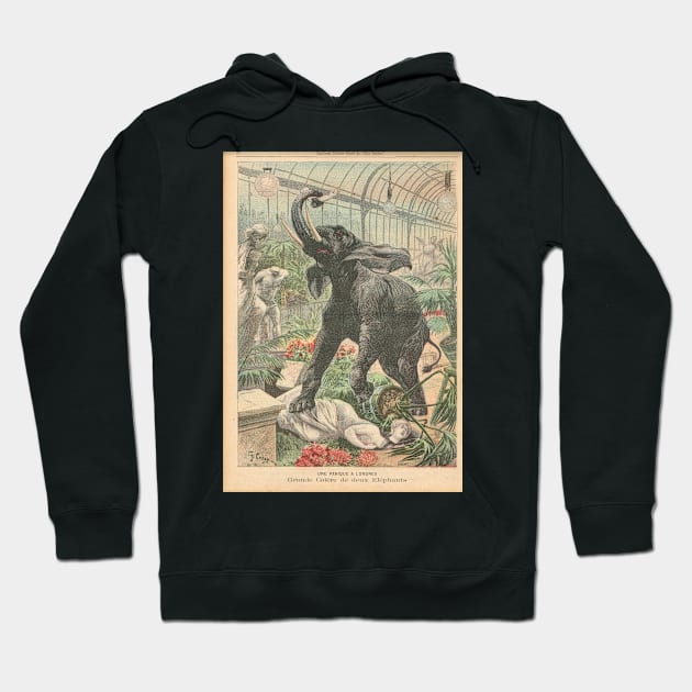 Elephant rampage Crystal Palace London 1900 Hoodie by artfromthepast